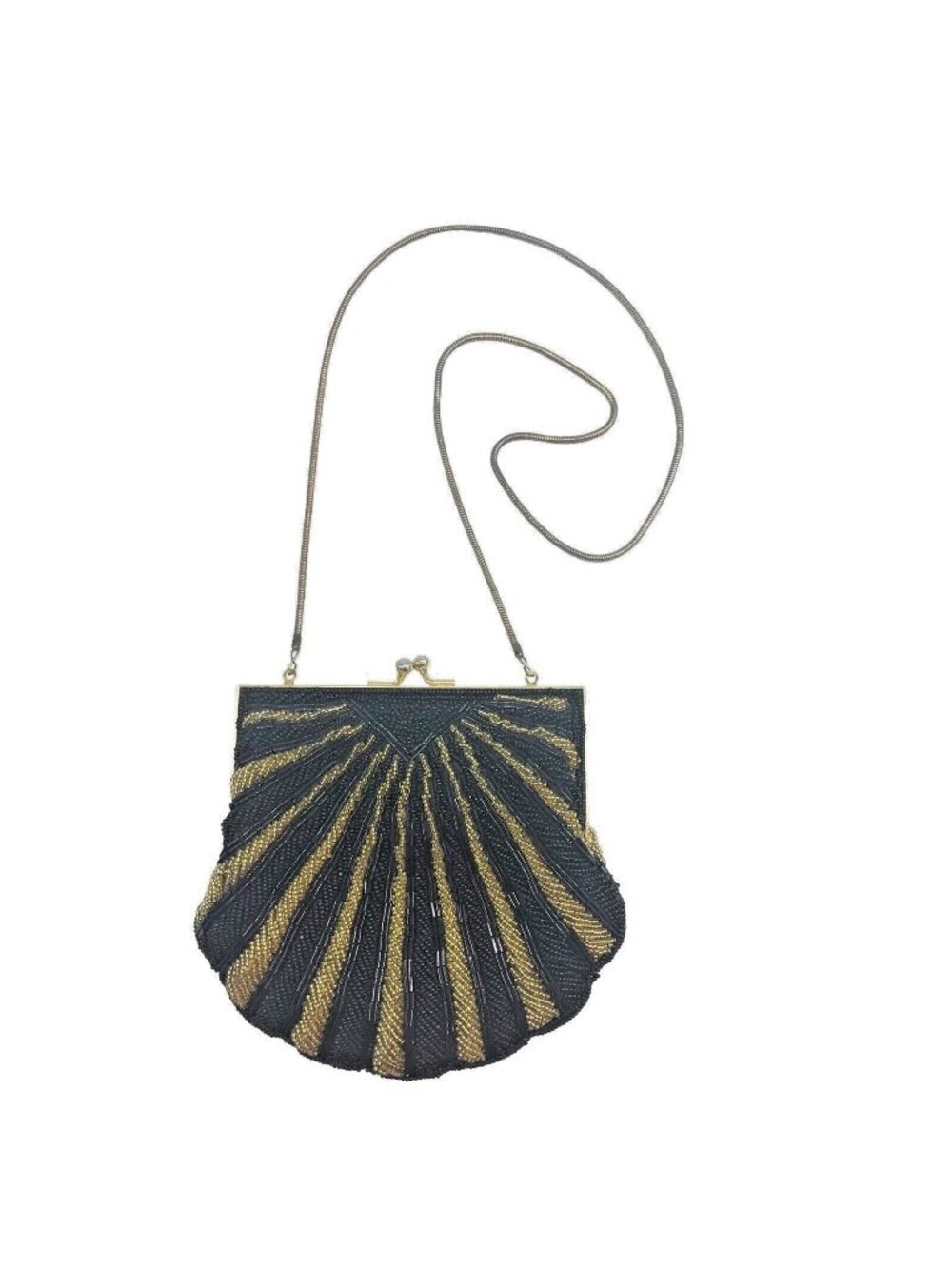 Beaded Clutch Or Crossbody Bag Black & Gold iBlack Tie Special Occasion Event